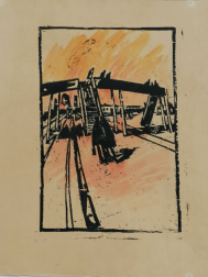 Genshagener Heide, Holzschnitt, 1973, 40 x 30 cm